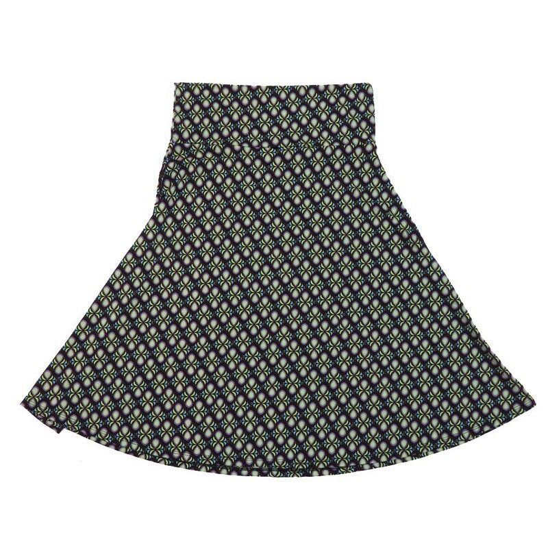 LuLaRoe AZURE d Medium M 70s Psychedelic Geometric A-Line Knee Length Skirt MEDIUM-211 fits Adult sizes 6-8