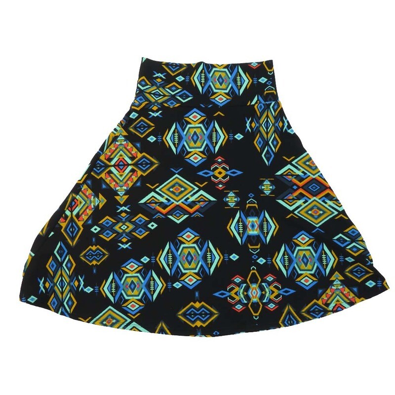 LuLaRoe AZURE d Medium M Trippy 70s Footballs Diamonds A-Line Knee Length Skirt MEDIUM-204 fits Adult sizes 6-8