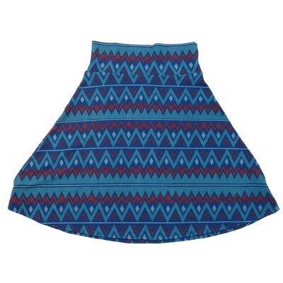 LuLaRoe AZURE f X-Large XL Zig Zag Red White Blue Stripe A-Line Knee Length Skirt XL-200 fits Adult sizes 14-16