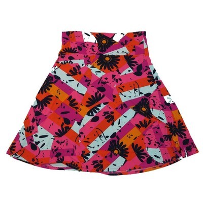 LuLaRoe AZURE g XX-Large 2XL Floral Daisy Stripe Patchwork A-Line Knee Length Skirt 2XL-204 fits Adult sizes 18-20