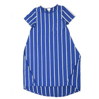 LuLaRoe CARLY b X-Small (XS) Stripe Blue White Swing Dress fits womens sizes 2-4 B-XS-219 Retail $55