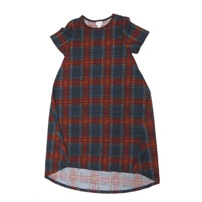 LuLaRoe CARLY b X-Small (XS) Stripe Plaid Swing Dress fits womens sizes 2-4 B-XS-213 Retail $55