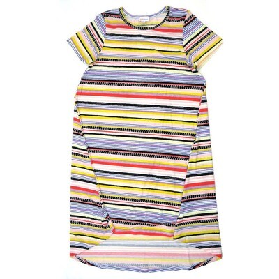 LuLaRoe CARLY d Medium (M) Stripe Rainbow Swing Dress fits womens sizes 10-12 D-MEDIUM-215 Retail $55