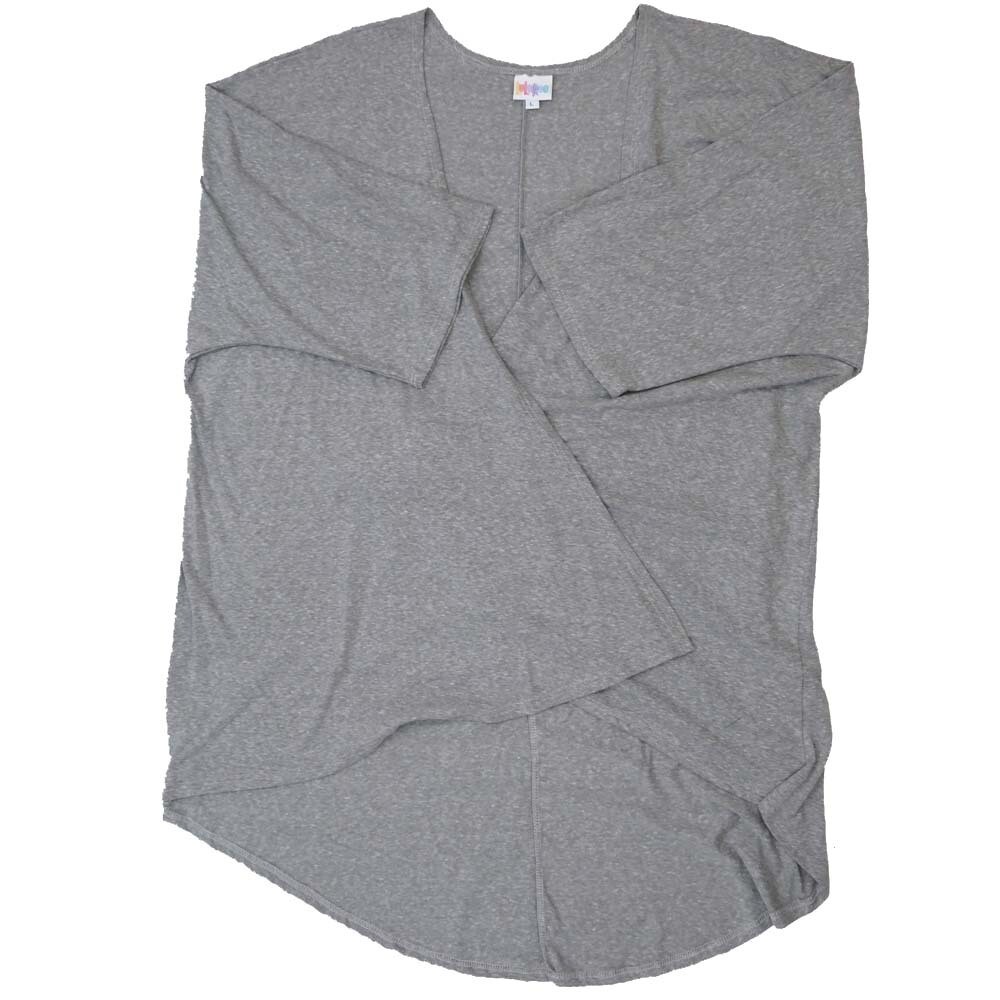 LuLaRoe Lindsay e Large L Kimono Solid Heathered Gray Lightweight Made in Guatemala 48% Polyester 36% Cotton 4% Spandex 12% Rayon Large fits Adult sizes 18-22