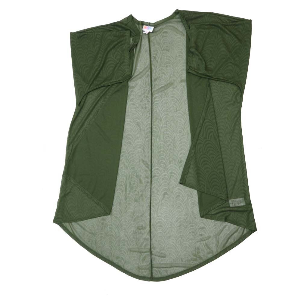 LuLaRoe Lindsay c Small S Kimono Sheer Scalloped Green Ultra Lighweight Made in Vietnam 100% Polyester Small fits Adult sizes 00-8 zzz