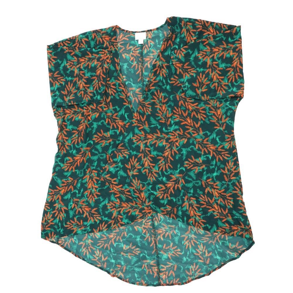 LuLaRoe Lindsay c Small S Kimono Olive Branches Leaves Green Gray Silky Lightweight Made in Vietnam 100% Polyester Small fits Adult sizes 00-8