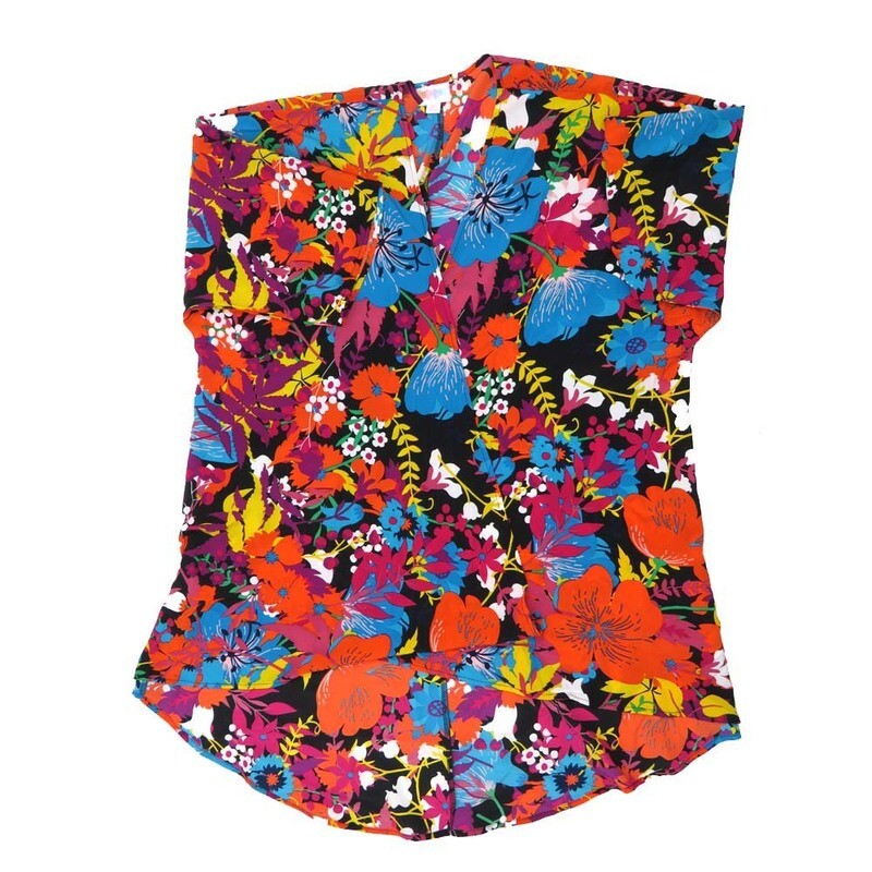 LuLaRoe Lindsay d Medium M Black Red Fucshia White Yellow Teal Floral Silky Lightweight Kimono Made in Vietnam 100% Polyester Medium fits 10-18 LuLaRoe Lindsay d Medium M Black Red Fucshia White Yellow Teal Floral Silky Lightweight Kimono Made in Vietnam 100% Polyester Medium fits 10-18