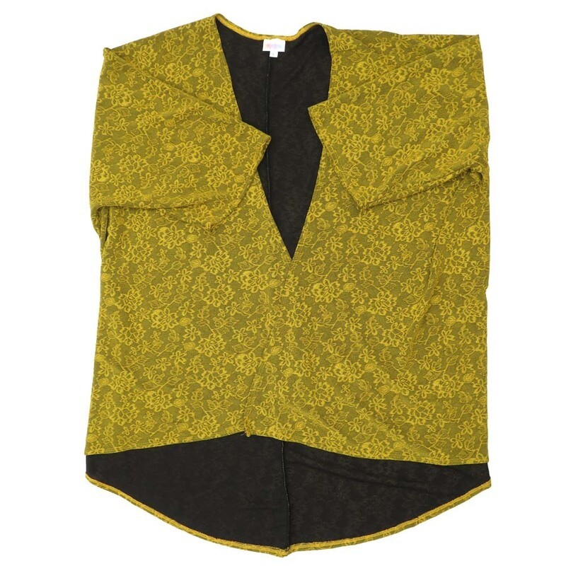 LuLaRoe Lindsay e Large L Kimono Gold Floral Embossed Middle/Heavy Weight Made in USA 96% Polyester 4% Spandex Large fits 18-22 LuLaRoe Lindsay e Large L Kimono Gold Floral Embossed Middle/Heavy Weight Made in USA 96% Polyester 4% Spandex Large fits 18-22