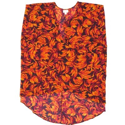 LuLaRoe Lindsay e Large L Kimono Painted Floral Black Orange Silky Lightweight Made in Vietnam 100% Polyester Large fits 18-22