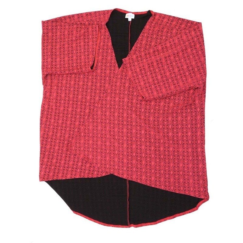 LuLaRoe Lindsay e Large L Kimono Ruby Geometric Heavyweight Made in USA 96% Polyester 4% Spandex Large fits 18-22