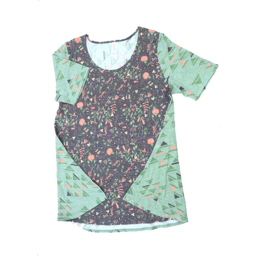 LuLaRoe PERFECT f X-Large XL Floral Geometric double Sided Pattern Tee Shirt  F-XL-203  fits Womens Sizes 18-22
