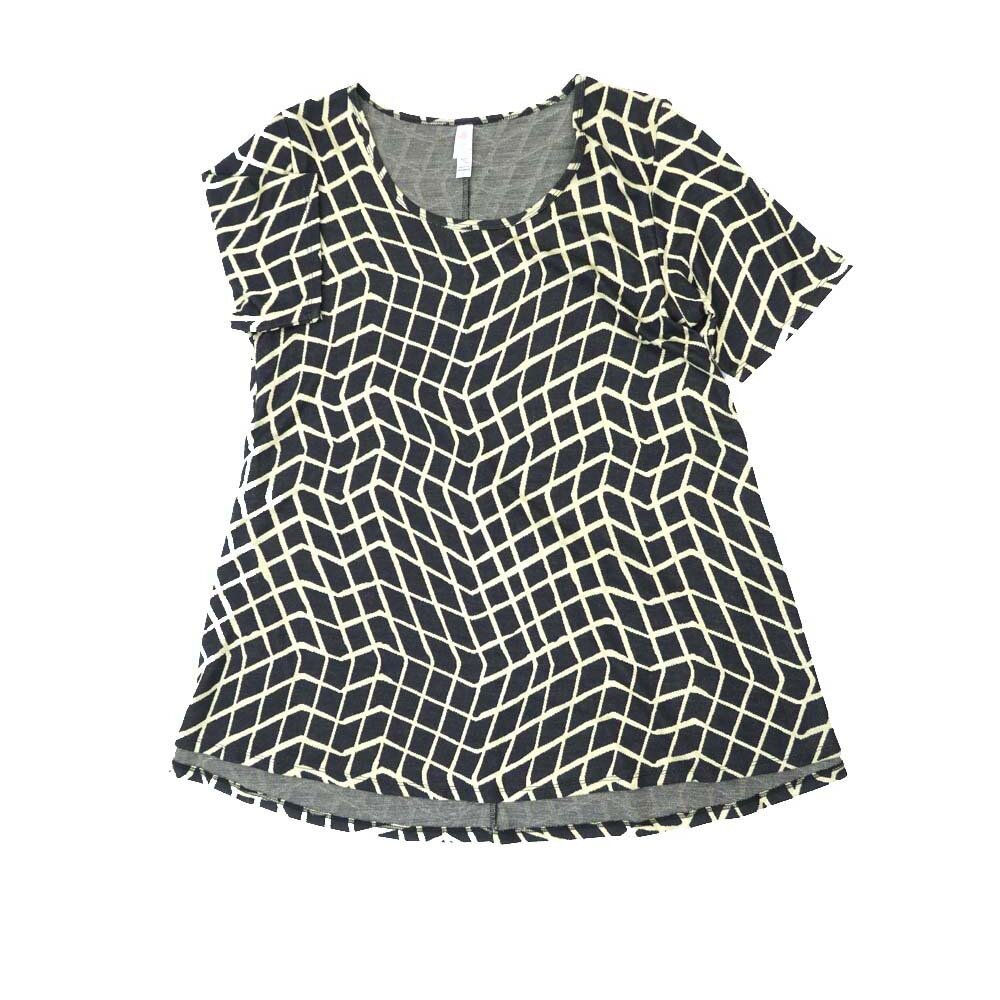 LuLaRoe PERFECT e Large L Zig Zag Stripe Grid Stripe Tee Shirt  E-LARGE-200  fits Womens Sizes 16-20