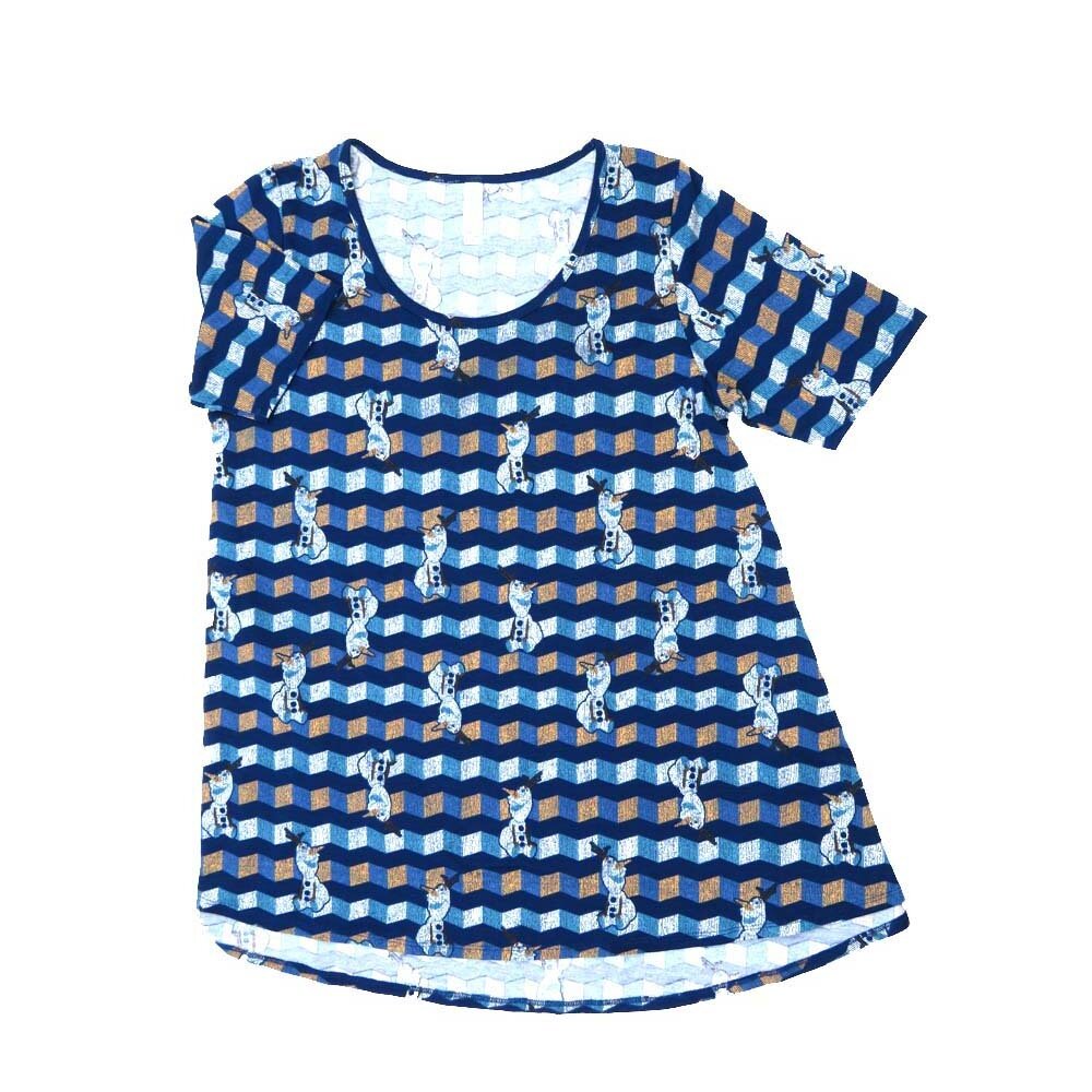LuLaRoe PERFECT d Medium M Disney Olaf Frozen Geometric Stripe Tee Shirt  D-MEDIUM-217  fits Womens Sizes 12-18