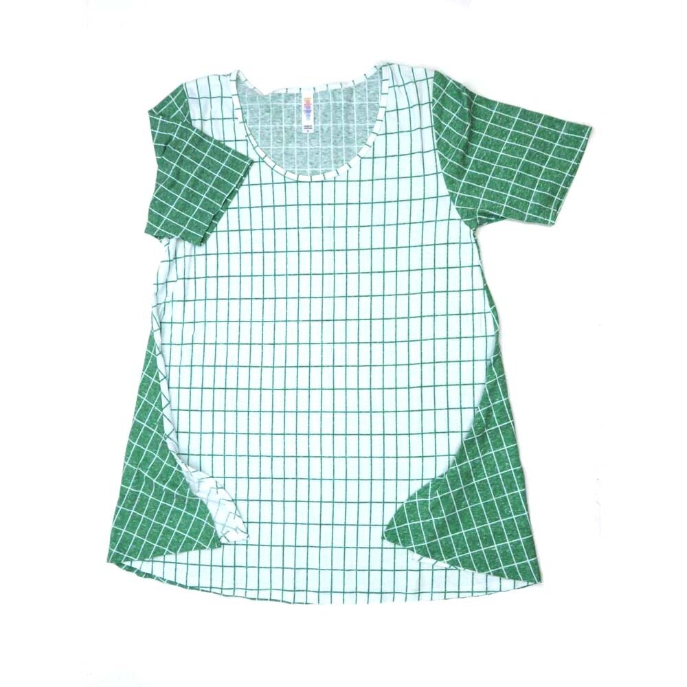 LuLaRoe PERFECT d Medium M Plaid Stripe Double Sided Pattern Tee Shirt  D-MEDIUM-214  fits Womens Sizes 12-18