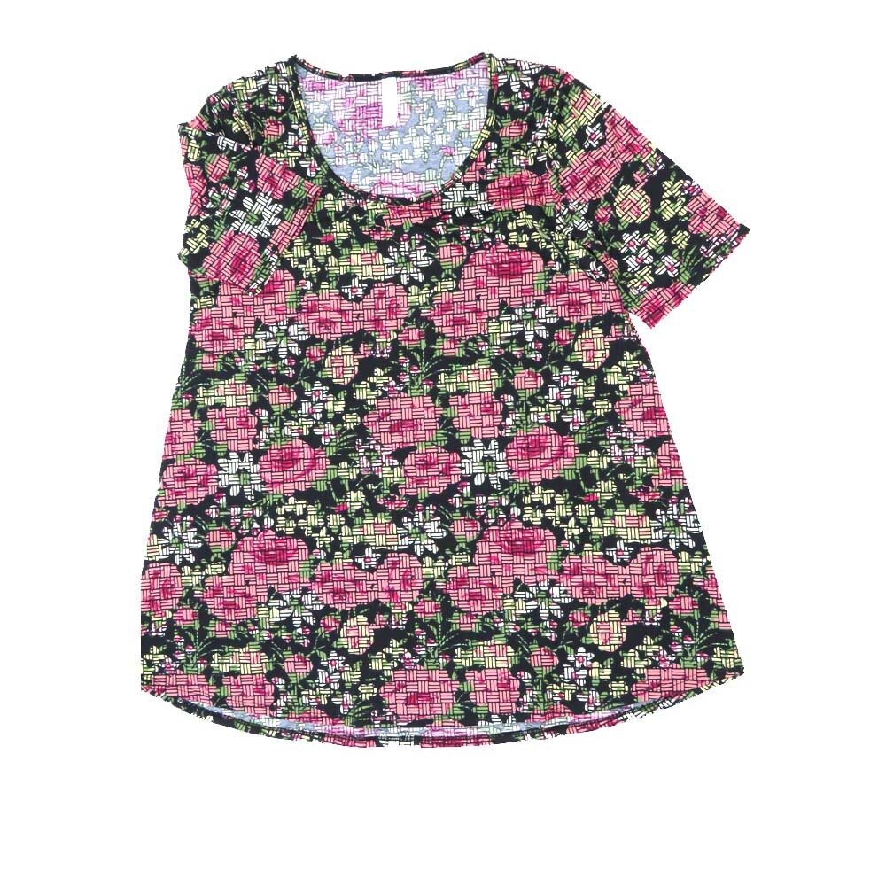 LuLaRoe PERFECT d Medium M Roses Parquet Tee Shirt  D-MEDIUM-213  fits Womens Sizes 12-18