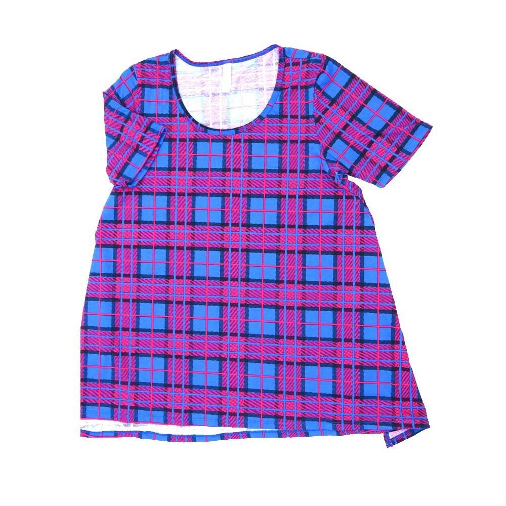 LuLaRoe PERFECT d Medium M Plaid Stripe Tee Shirt  D-MEDIUM-208  fits Womens Sizes 12-18