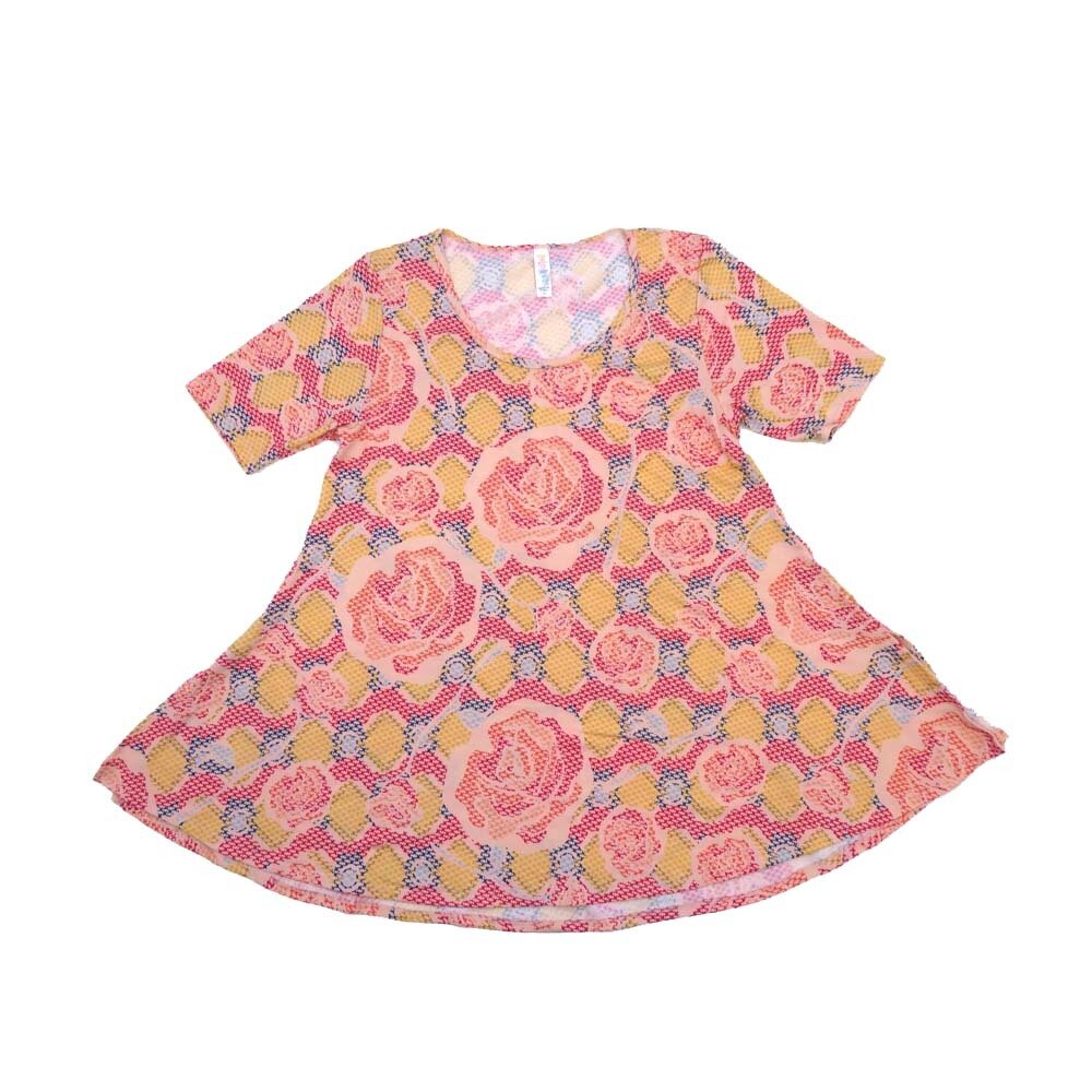 LuLaRoe PERFECT b X-Small XS Floral Roses Polka Dots Tee Shirt  B-XS-244  fits Womens Sizes 4-10
