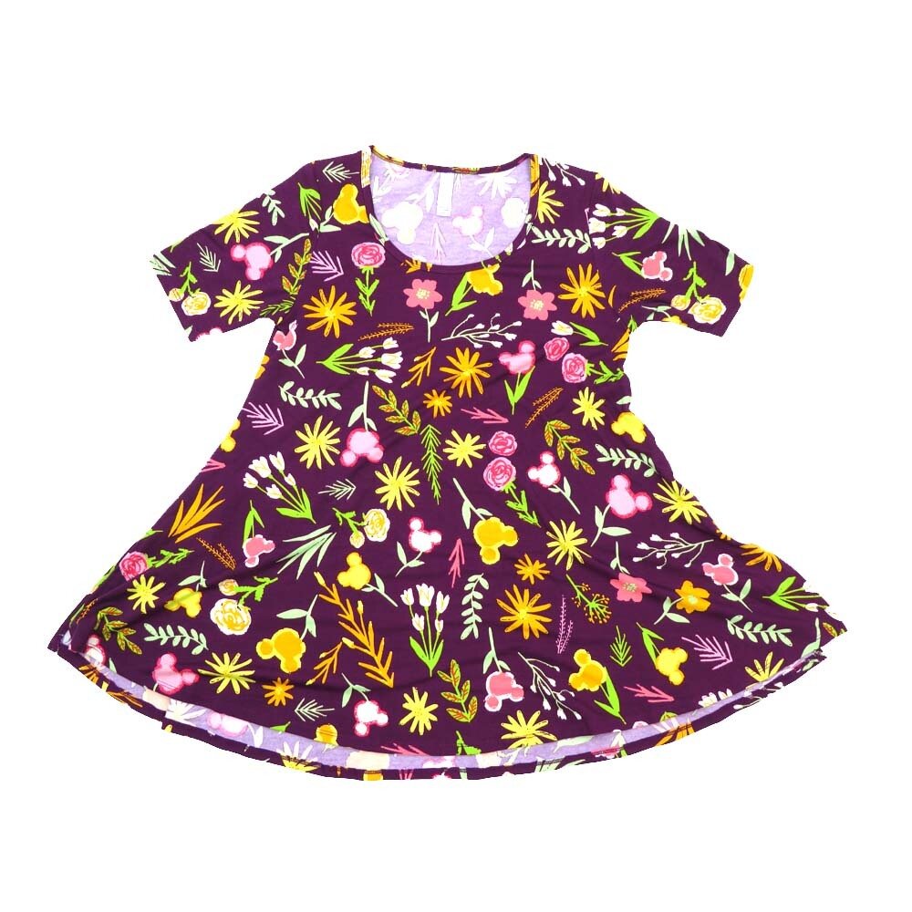 LuLaRoe PERFECT a XX-Small XXS Disney Mickey Mouse Floral Roses Tee Shirt  A-XXS-249  fits Womens Sizes 0-4