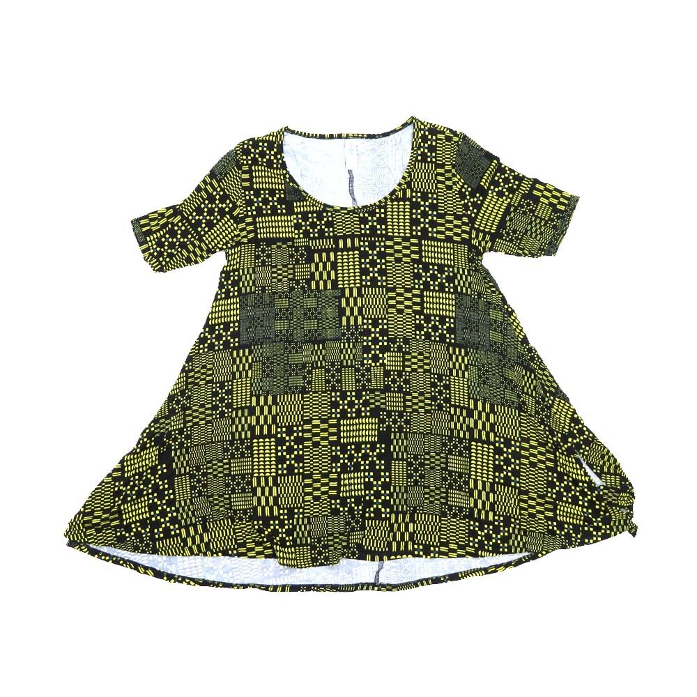 LuLaRoe PERFECT a XX-Small XXS Patchwork Geometric Stripe Tee Shirt  A-XXS-232  fits Womens Sizes 0-4