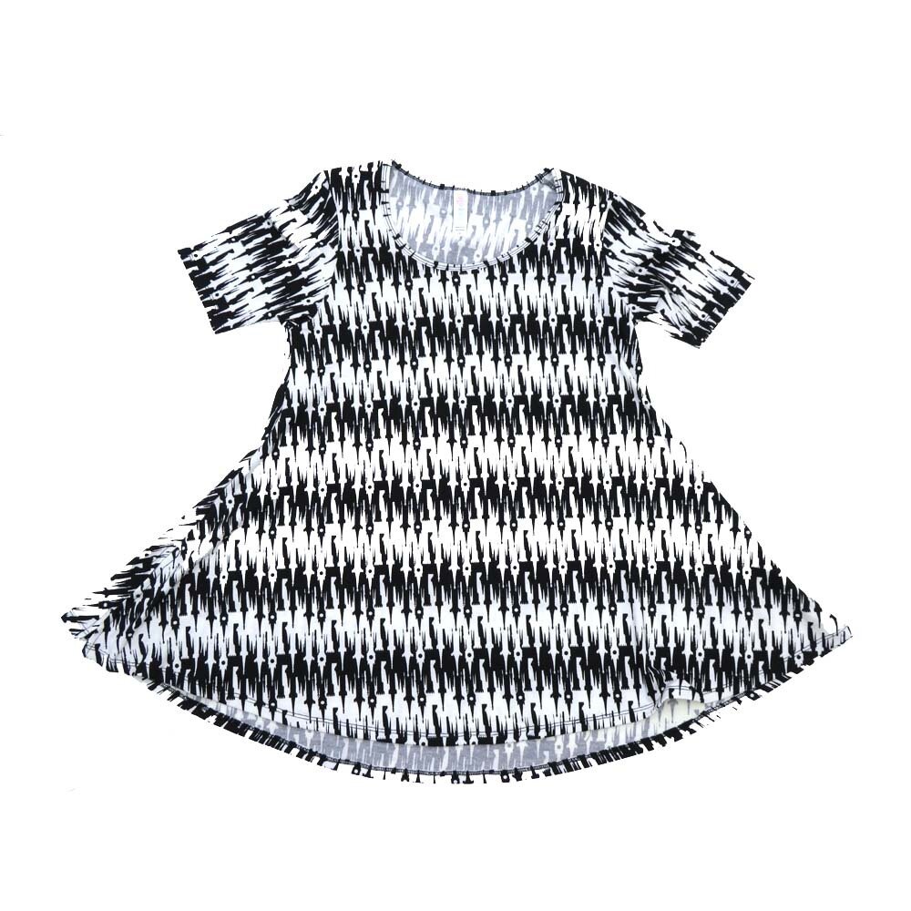 LuLaRoe PERFECT a XX-Small XXS Disney Castles Stripe Black White Tee Shirt  A-XXS-224-ZZ  fits Womens Sizes 0-4