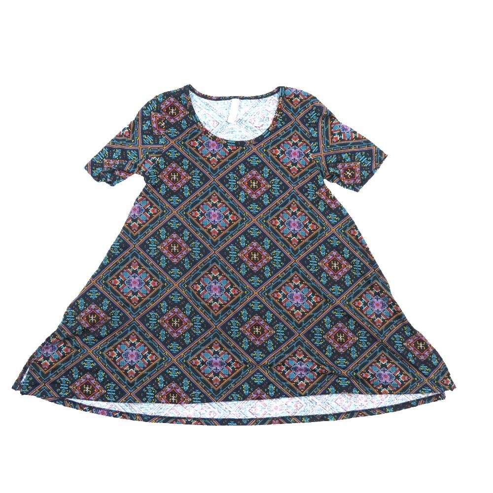 LuLaRoe PERFECT a XX-Small XXS Mandalas Checkerboard Tee Shirt  A-XXS-224  fits Womens Sizes 0-4