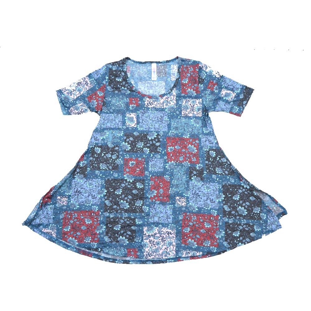 LuLaRoe PERFECT a XX-Small XXS Patchwork Floral Tee Shirt  A-XXS-206  fits Womens Sizes 0-4