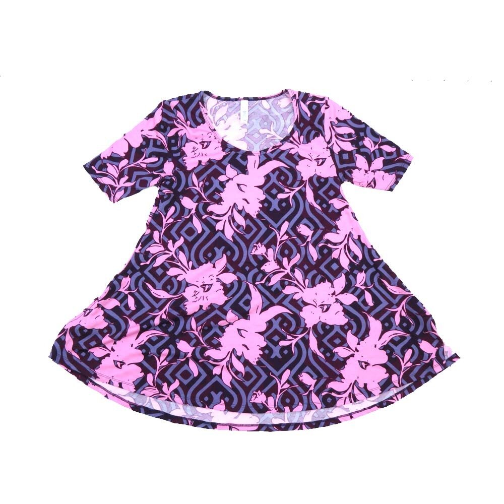 LuLaRoe PERFECT a XX-Small XXS Floral Geometric Tee Shirt  A-XXS-202  fits Womens Sizes 0-4
