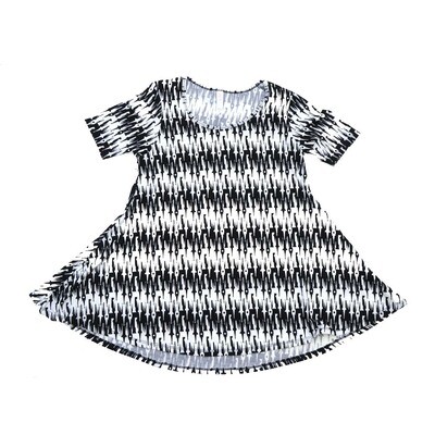 LuLaRoe PERFECT a XX-Small XXS Disney Castles Stripe Black White Tee Shirt A-XXS-224-ZZ fits Womens Sizes 0-4