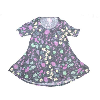 LuLaRoe PERFECT a XX-Small XXS Floral Heart Leaves Tee Shirt A-XXS-216 fits Womens Sizes 0-4