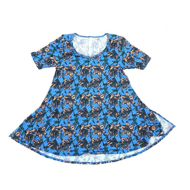 LuLaRoe PERFECT a XX-Small XXS Floral Lilies Tee Shirt  A-XXS-217  fits Womens Sizes 0-4