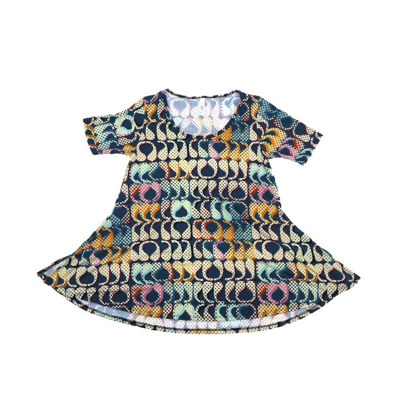 LuLaRoe PERFECT b X-Small XS Geometric Trippy Psychedelic Polka Dots Tee Shirt  B-XS-214  fits Womens Sizes 4-10