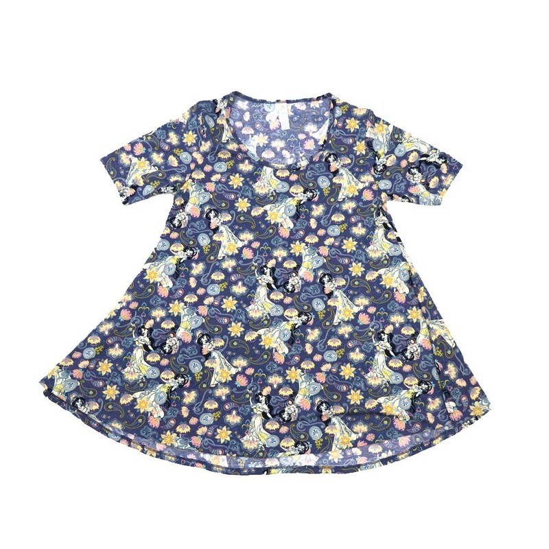 LuLaRoe PERFECT a XX-Small XXS Paisley Lilies Tee Shirt  A-XXS-245  fits Womens Sizes 0-4