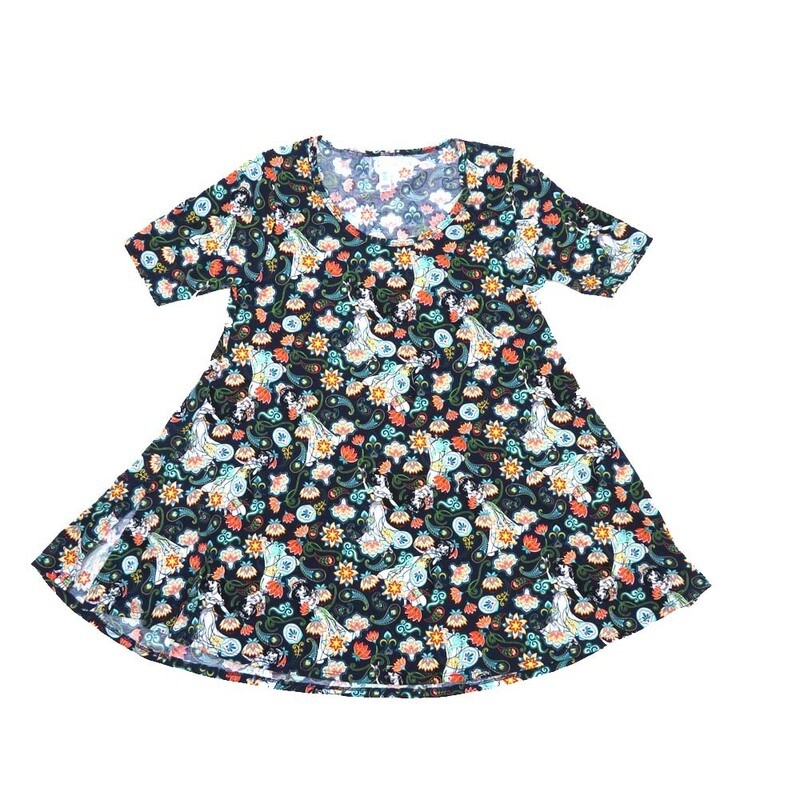 LuLaRoe PERFECT a XX-Small XXS Paisley Lilies Tee Shirt  A-XXS-246  fits Womens Sizes 0-4