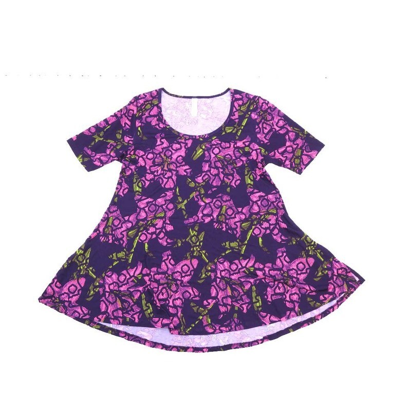 LuLaRoe PERFECT b X-Small XS Floral Lilies Tee Shirt  B-XS-250  fits Womens Sizes 4-10