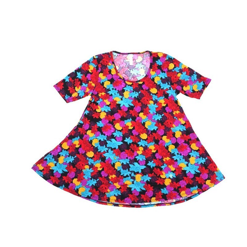 LuLaRoe PERFECT b X-Small XS Floral Lilies Tee Shirt  B-XS-241  fits Womens Sizes 4-10