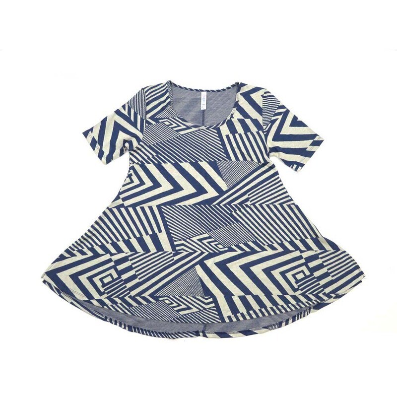 LuLaRoe PERFECT b X-Small XS Geometric Stripe Patchwork Tee Shirt  B-XS-209  fits Womens Sizes 4-10