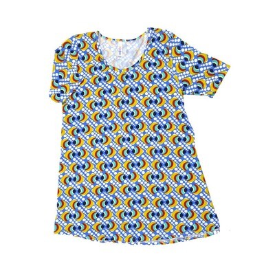 LuLaRoe PERFECT d Medium M Trippy Psychedelic Geometric Polka Dots Tee Shirt D-MEDIUM-205 fits Womens Sizes 12-18