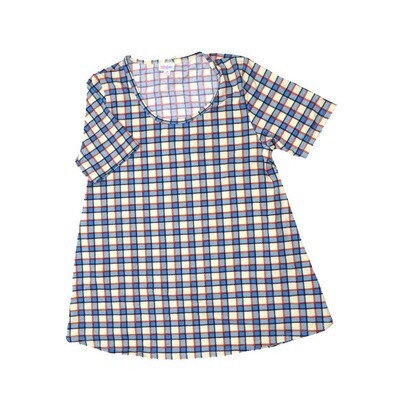 LuLaRoe PERFECT d Medium M Plaid Stripe Tee Shirt D-MEDIUM-212 fits Womens Sizes 12-18