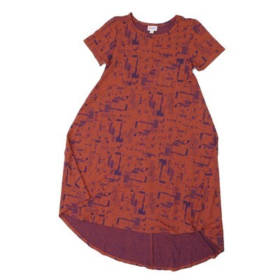 LuLaRoe CARLY a XX-Small XXS Geometric Stripe Red Blue Swing Dress fits womens sizes 00-0 A-XXS-201 Retail $55