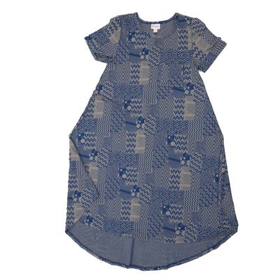 LuLaRoe CARLY a XX-Small XXS Geometric Patchwork Zig Zag Stripe Swing Dress fits womens sizes 00-0 A-XXS-200 Retail $55