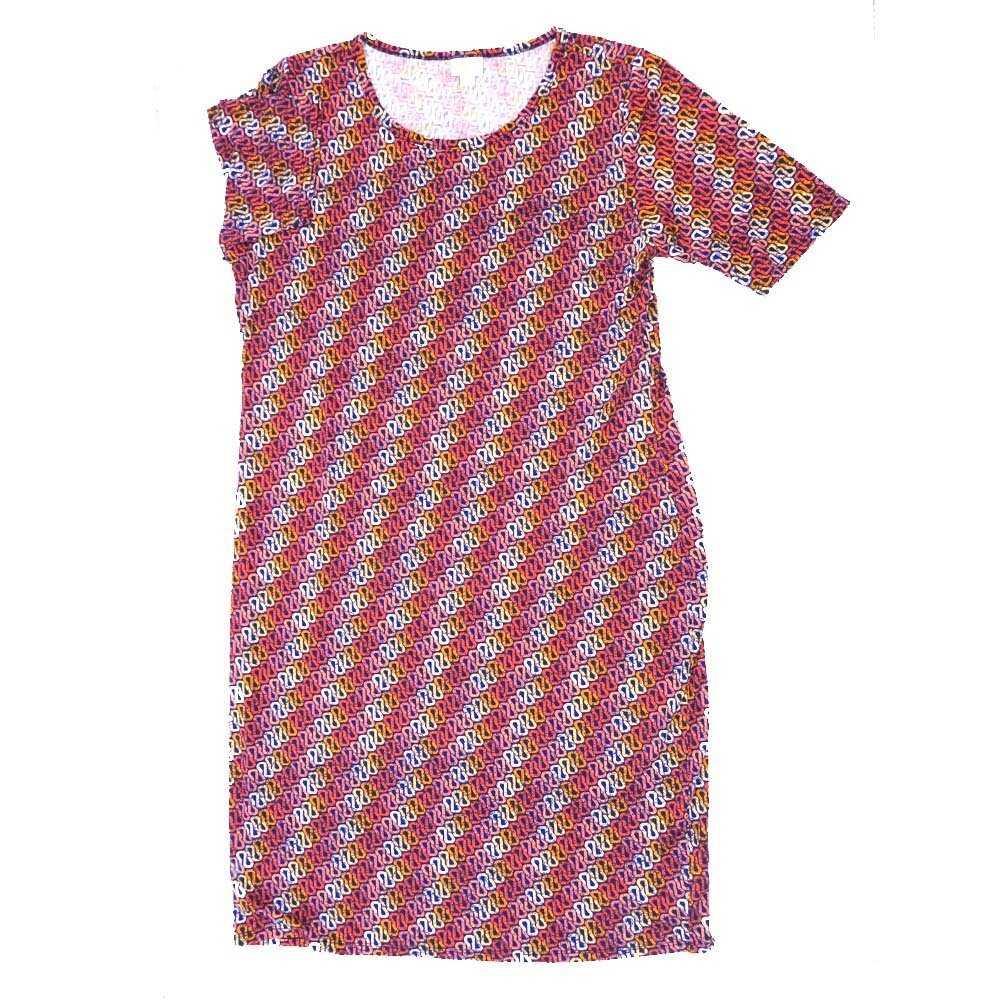 LuLaRoe JULIA h XXX-Large (3XL) Curly Geometric Stripes Form Fitting Knee Length Dress fits Womens sizes 24-26  H-3XL-264