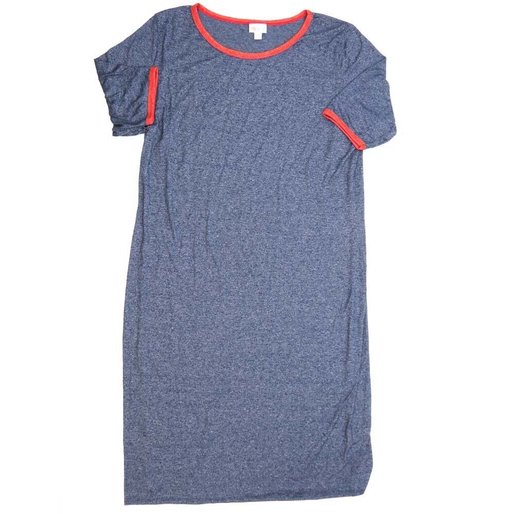 LuLaRoe JULIA h XXX-Large (3XL) Solid Heathered Blue Red Trim Form fitting Knee Length Dress fits Womens sizes 24-26  3XL-204