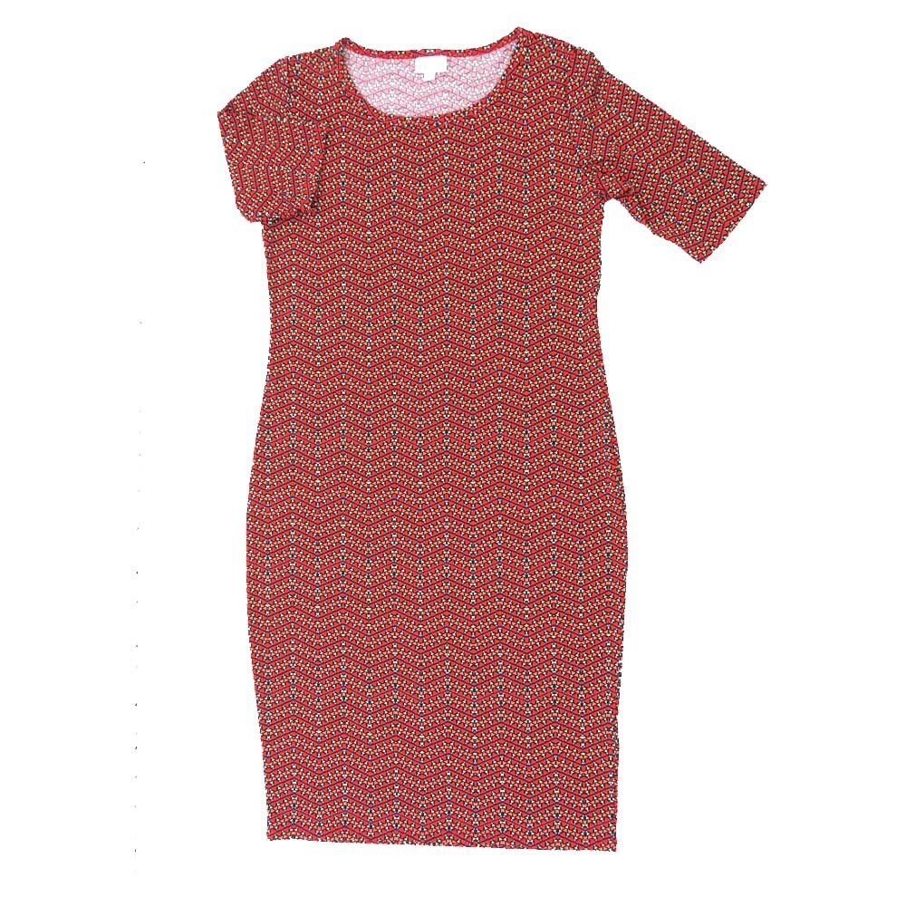 LuLaRoe JULIA c Small (S) Zig Zag Stripe Geometric Form Fitting Knee Length Dress fits Womens sizes 4-6  C-SMALL-252