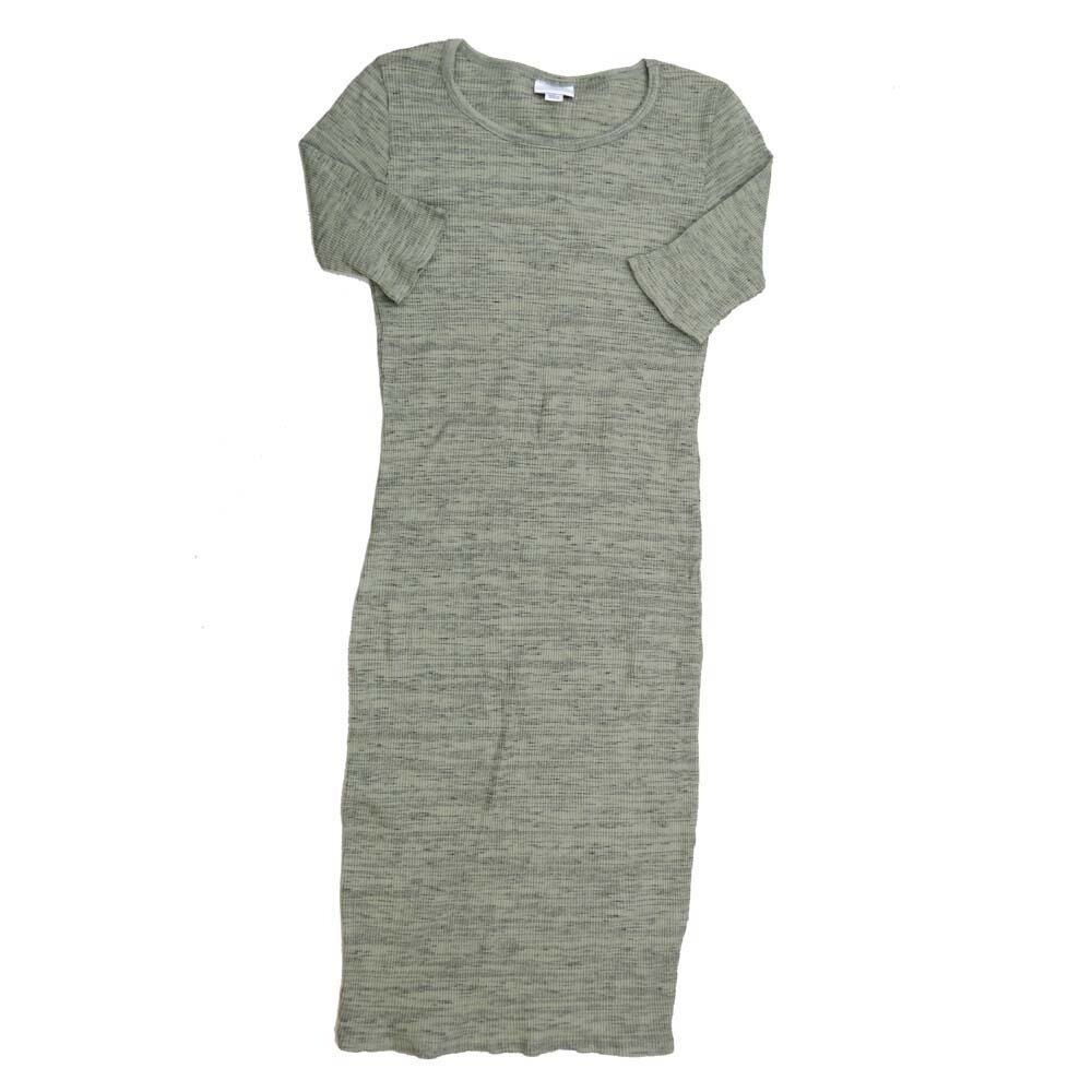 LuLaRoe JULIA c Small (S) Solid Heathered Green Ribbed Form fitting Knee Length Dress fits Womens sizes 4-6 SMALL-209