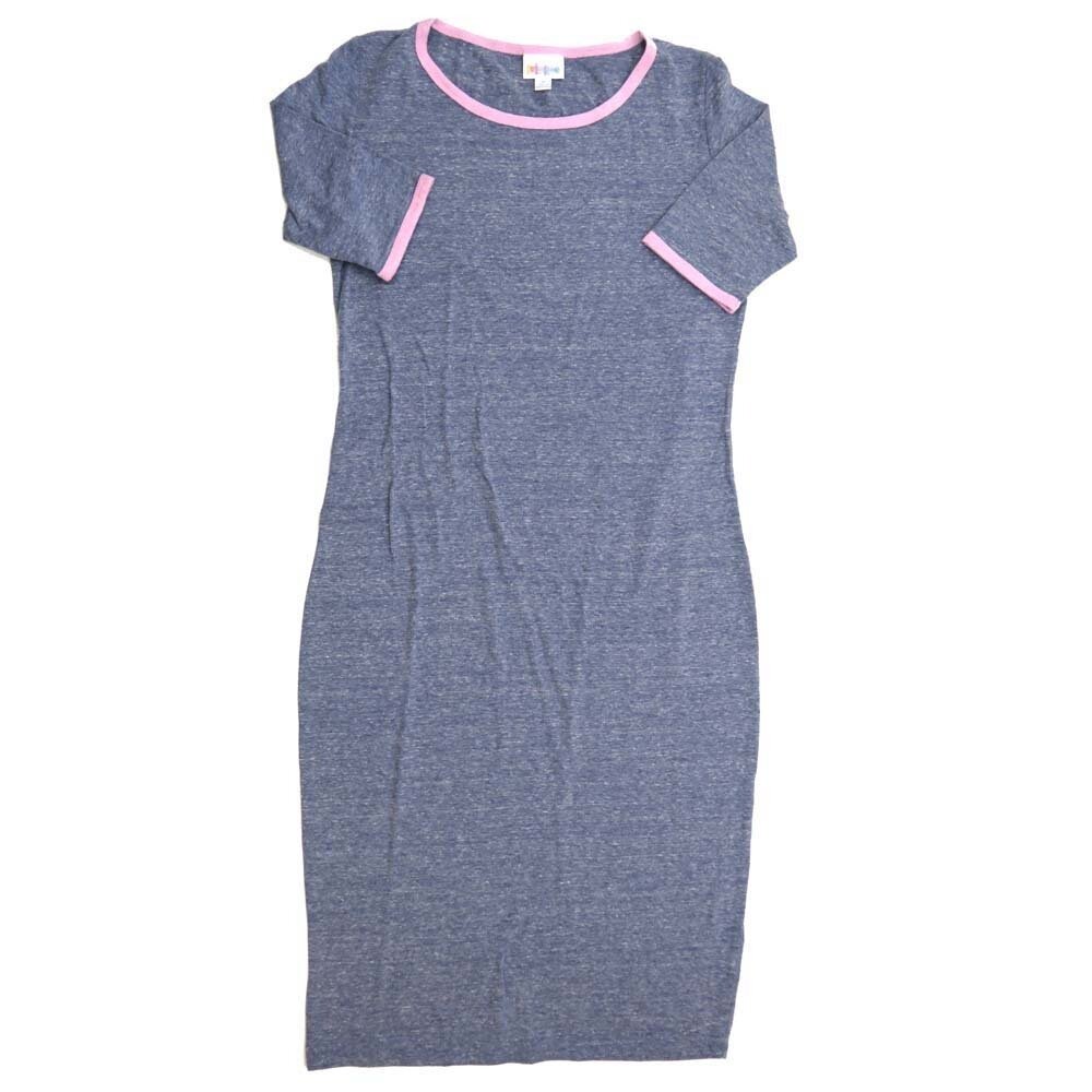 LuLaRoe JULIA c Small (S) Solid Heathered Blue Turquoise Trim Form fitting Knee Length Dress fits Womens sizes 4-6  SMALL-200