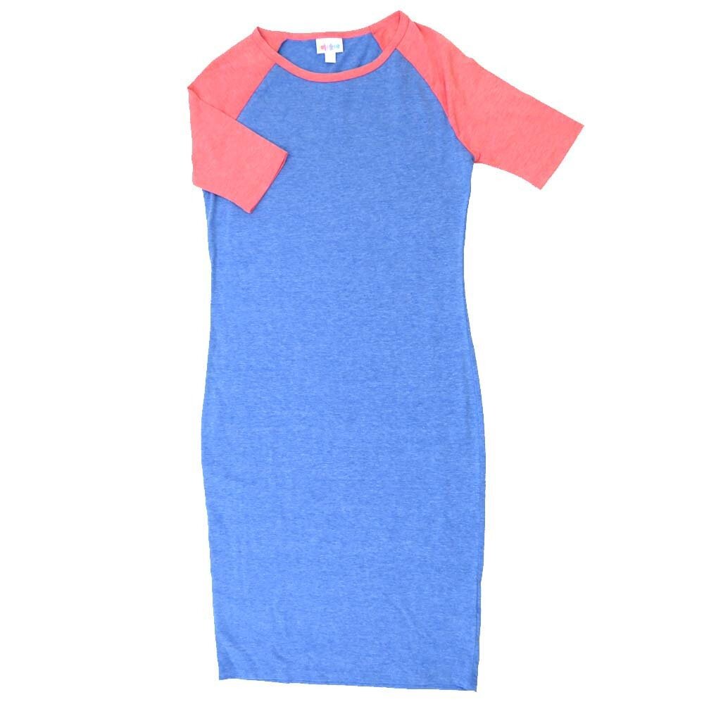 LuLaRoe JULIA b X-Small (XS) Solid Heathered Blue Red Pink Sleeves Form Fitting Knee Length Dress fits Womens sizes 2-4 B-XS-254