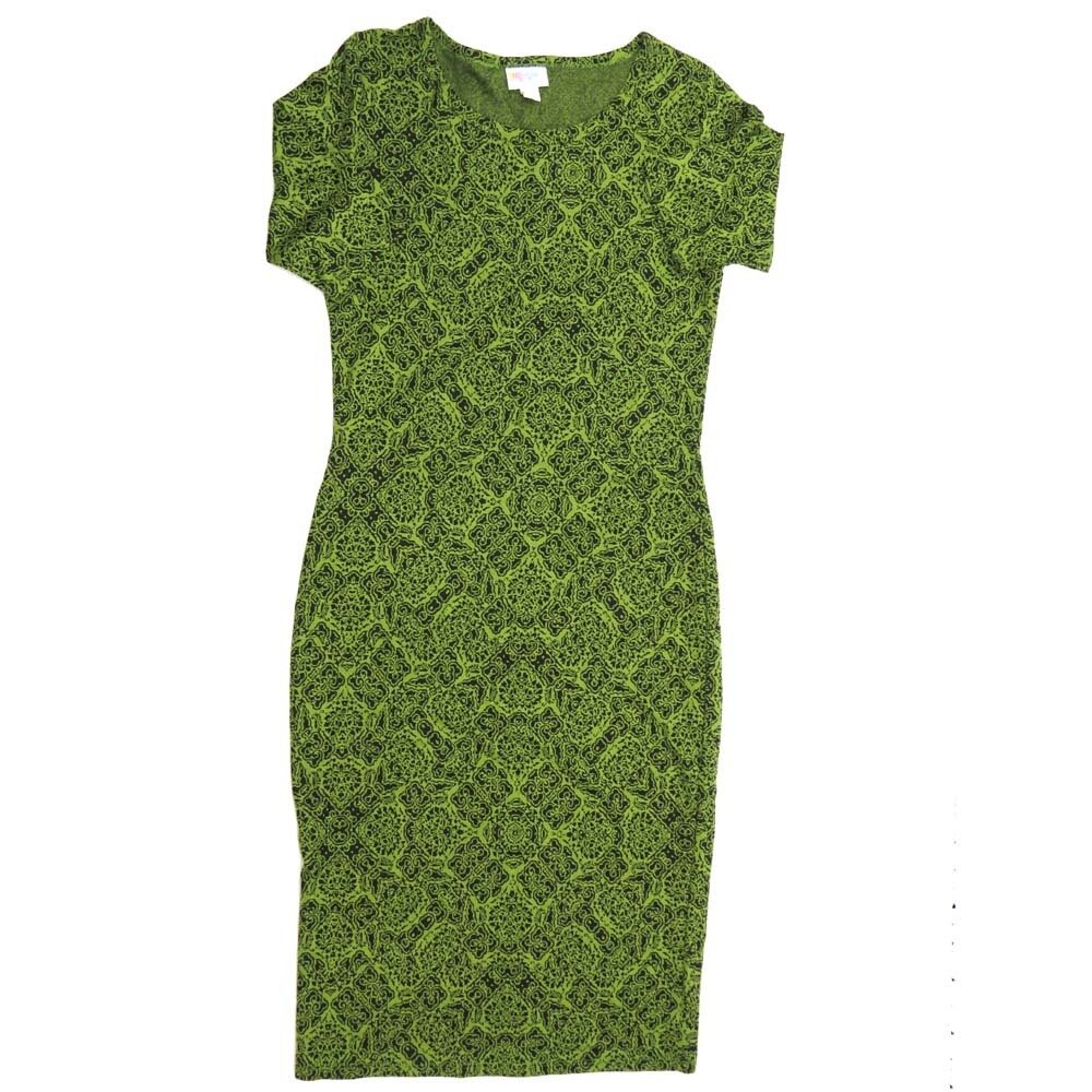 LuLaRoe JULIA a XX-Small (XXS) Trippy Psychedelic 70s Black Gold Form fitting Knee Length Dress fits Womens sizes 00-0  XXS-221