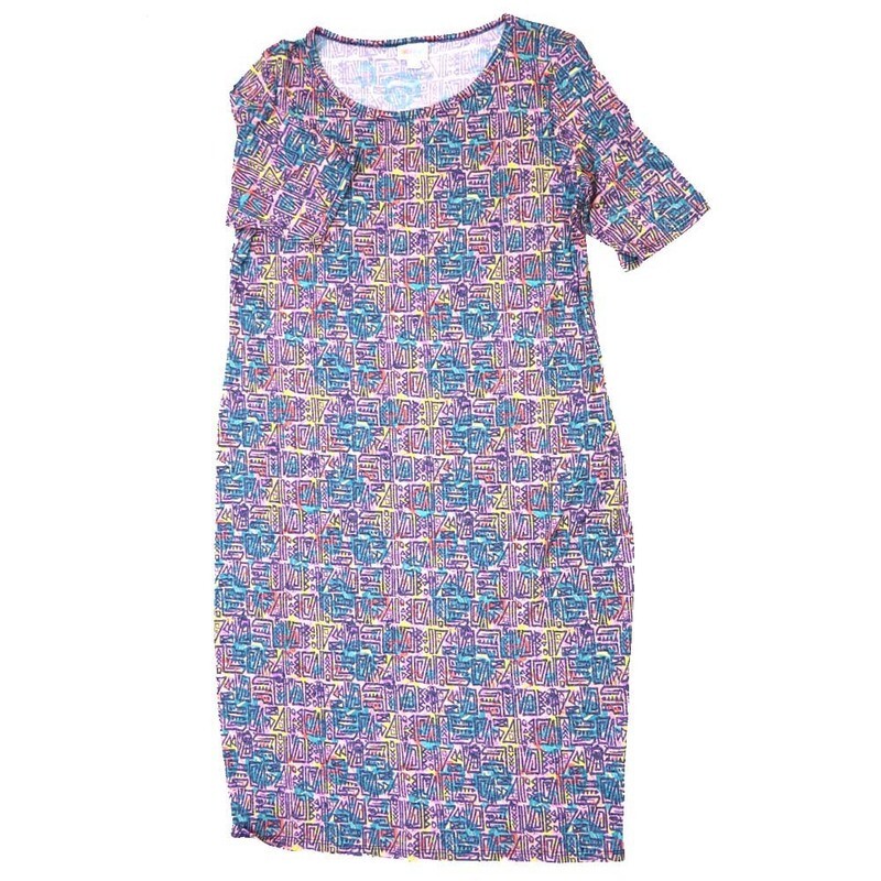 LuLaRoe JULIA f X-Large (XL) Geometric Form Fitting Knee Length Dress fits Womens sizes 20-22  F-XL-226