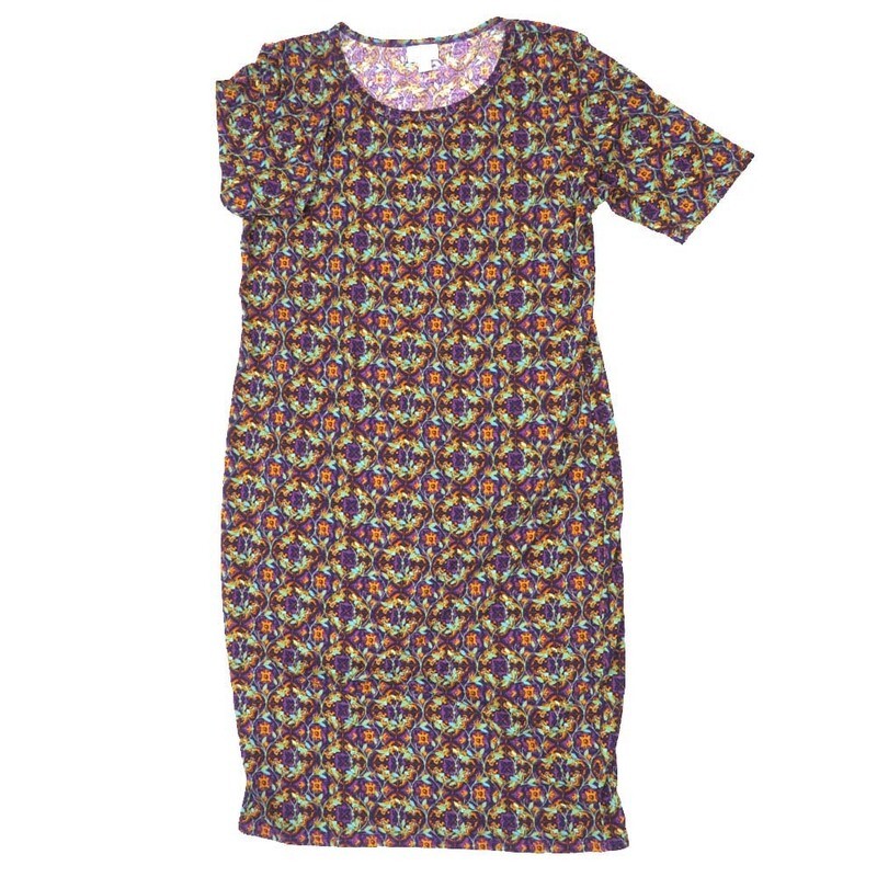 LuLaRoe JULIA f X-Large (XL) Floral Abstract Form Fitting Knee Length Dress fits Womens sizes 20-22  F-XL-231