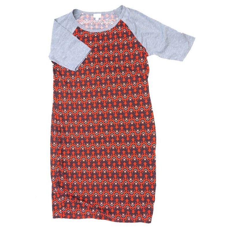 LuLaRoe JULIA f X-Large (XL) Geometric Red White Gray Form Fitting Knee Length Dress fits Womens sizes 20-22  F-XL-235